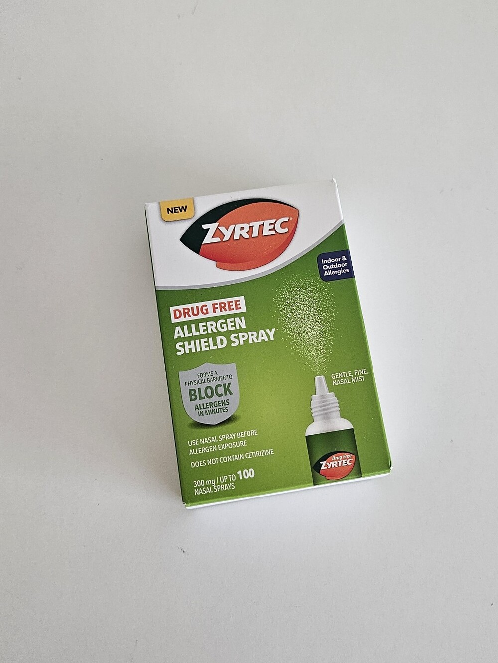 NEW Zyrtec Drug-Free Allergen Shield Nasal Spray Non-Medicated Fine Mist 300mg